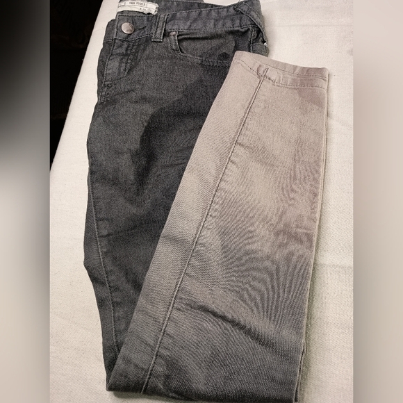 FREE PEOPLE Designer Two-Tone Gray and Tan Denim Jeans (#1,158) - Picture 1 of 8